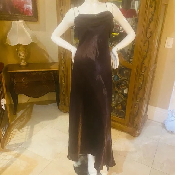 Vintage Betsy & Adam Brown Slip Gown Dress Sz 10P Vintage Betsy & Adam Brown Slip Gown Dress Sz 10P